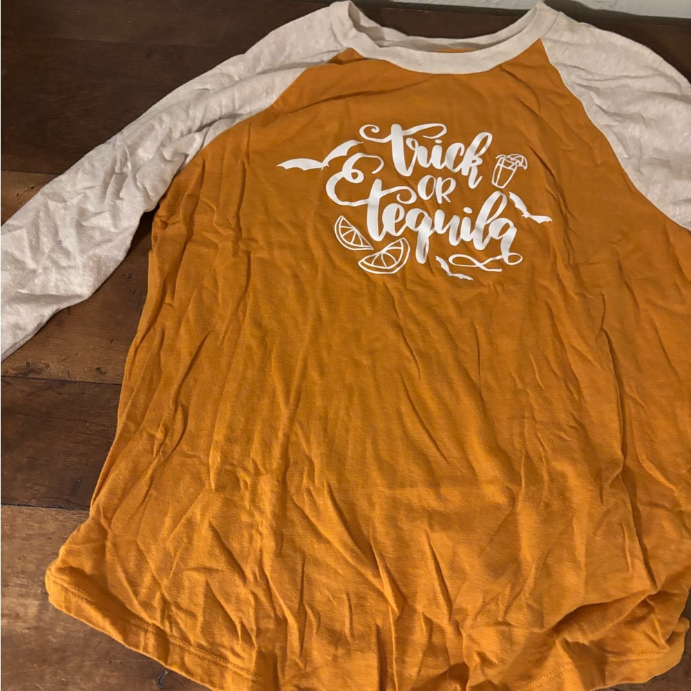 Old Navy Orange and Cream Long Sleeve Tee